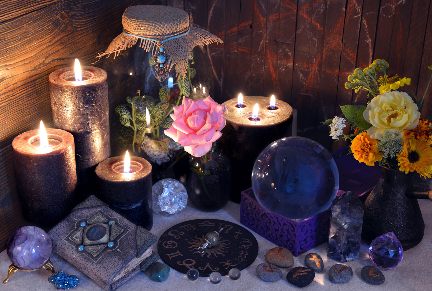 Candles with Stones and Diary Book